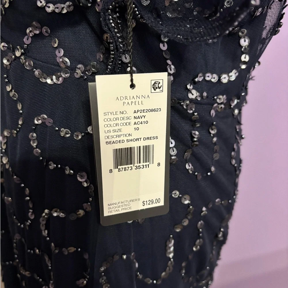 Adriana Papell Black Sequined Midi Gown - Picture 6 of 7